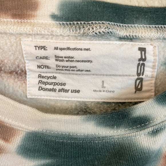 RSQ Crop Top Crew Neck Sweatshirt w/ Drawstring - Size L - Picture 2 of 5